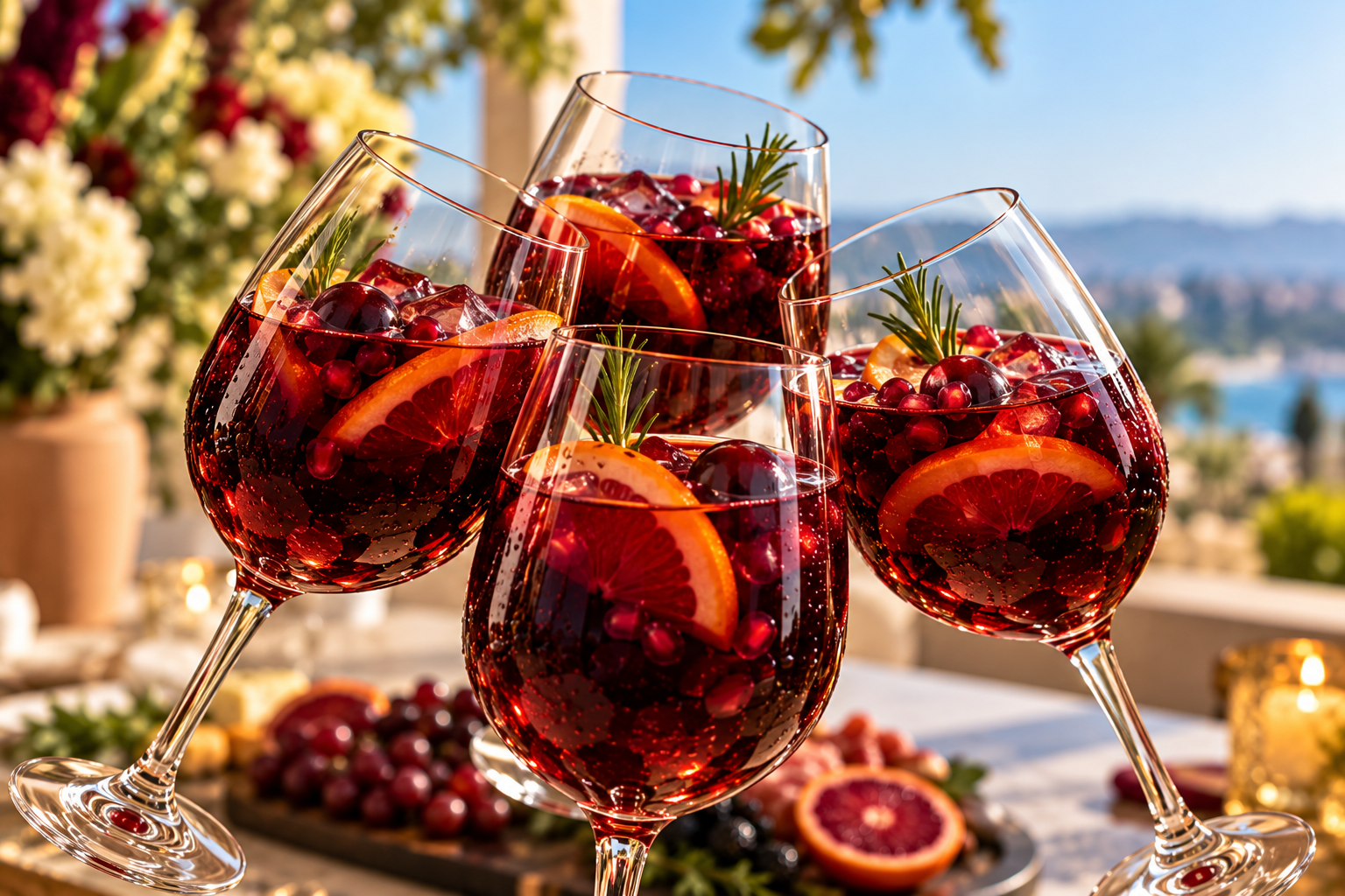 A premium ChulaVie sangria bottle still life with fruit